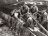Lemmer, 1932. De LE28: overhalen van vis van vlet naar aak. Vlnr.: Abe van der Bijl (zoon van Willem) Siebolt van de Tuin (kleinzoon broer van Willem), Siebolt van der Bijl en rechts Willem van der Bijl. (Foto: collectie D.v.Dijk, info: Spanvis).